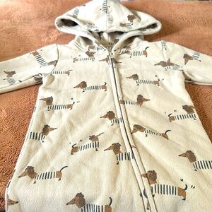 Rylee and Cru one piece sweatsuit. French dachshund print. Size 6-12 months.